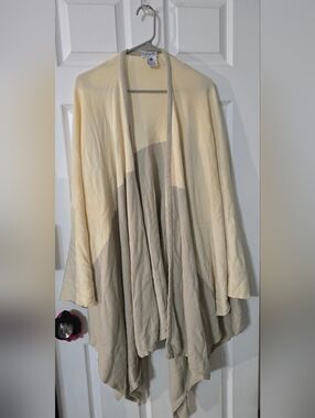 Chrisrian Dior One Size Cream and Taupe Drape Shawl Virgin Wool